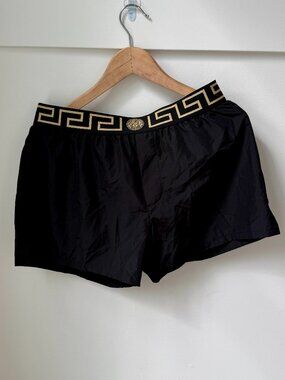 Versace Greca Border & Medusa Swim Beach Shorts - Black/Gold